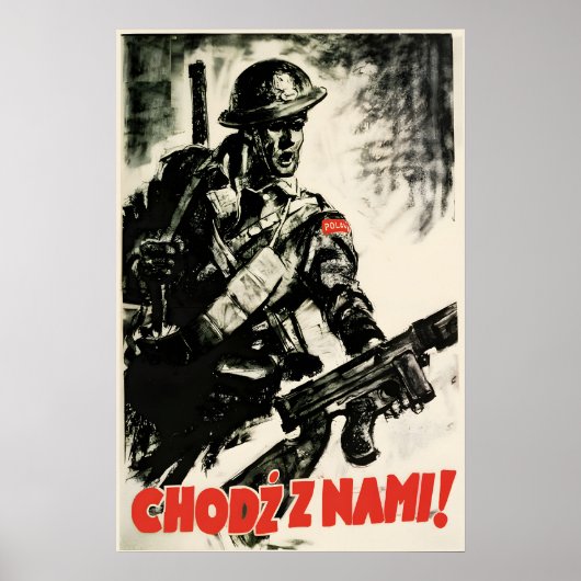 Poolse WWII-propagandaposter Kom met ons Poster (Voorkant)