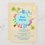 Poolside Invitation Kaart (Voorkant / Achterkant)