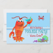 POOLSIDE PARTIJINVITATIE - Lobster met Drink Kaart (Voorkant)