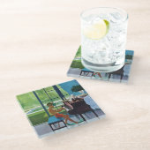 Poolside Piano Practice Glazen Onderzetter (Schuin)