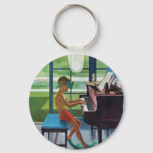 Poolside Piano Practice Sleutelhanger (Voorkant)