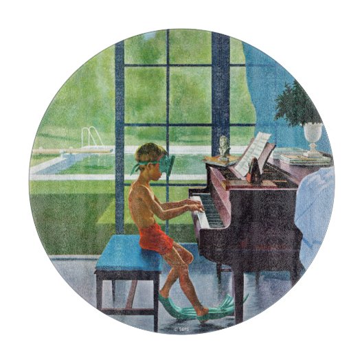 Poolside Piano Practice Snijplank (Voorkant)