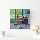 Poolside Piano Practice Vierkante Klok (Huis)