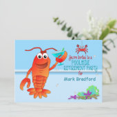 POOLSIDE RETIREMENT PARTY INVITATION- LOBSTER KAART (Staand voorkant)
