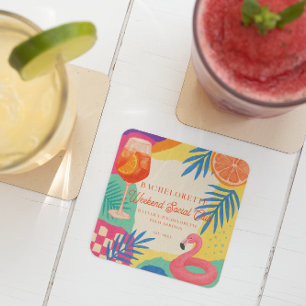 Poolside Weekend Social Club Meisjesuitje Vierkante Kartonnen Onderzetter