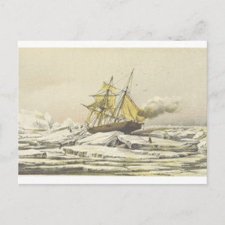 Pooltocht met het schip Franklin Lithografie Feestdagenkaart