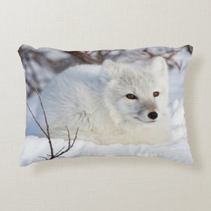 Poolvos in de winter decoratief kussen