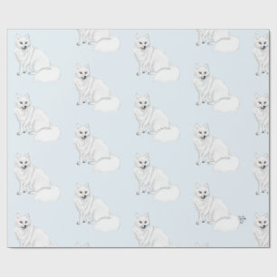 Poolvos Lief Ademborstelsjabloon Ijsblauw Cadeaupapier