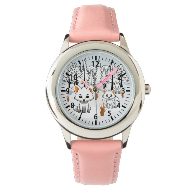 poolvossen-winterlandschap horloge (Voorkant)