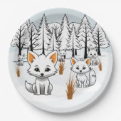 poolvossen-winterlandschap papieren bordje (Voorkant)