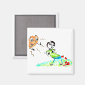 Poop Bricks | Sun-duimen tot Man poopende stenen Magneet (Voorkant / Achterkant)