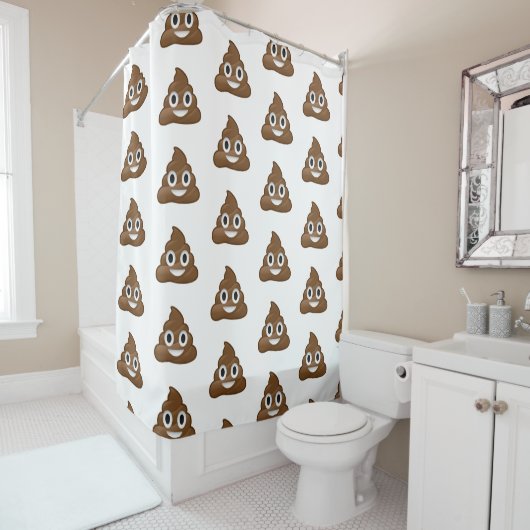 Poop emoji douchegordijn (In situ)