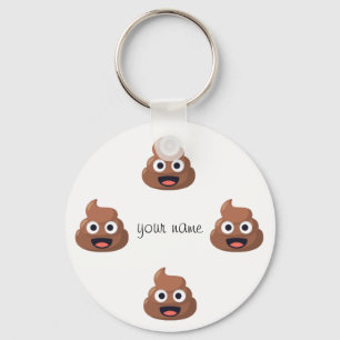 Poop Emoji Face en '' Jouw naam here " Sleutelhanger