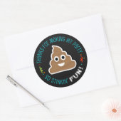 Poop Emoji Funny Birthday Party Hartelijk dank voo Ronde Sticker (Envelop)