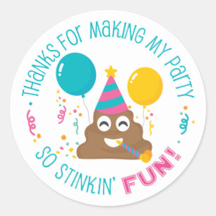 Poop Emoji Funny Birthday Party Hartelijk dank voo Ronde Sticker