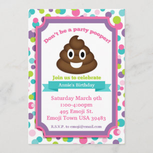 Poop Emoji Girl Verjaardag Uitnodiging