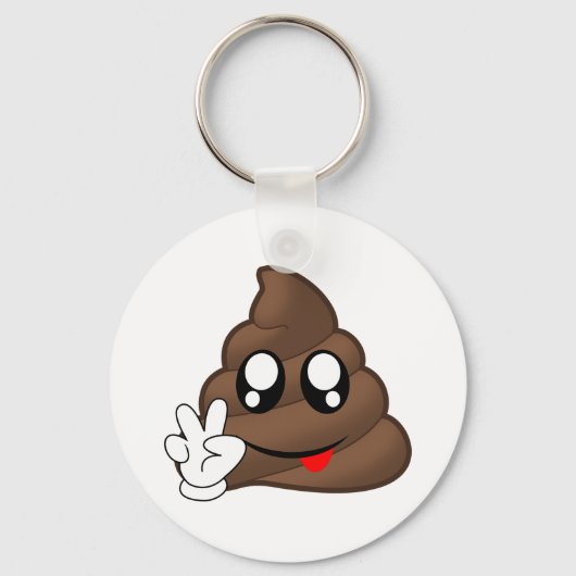 Poop Emoji Peace Sign Hands Sleutelhanger (Voorkant)