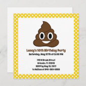 Poop Emoji Verjaardag Uitnodiging (Voorkant / Achterkant)