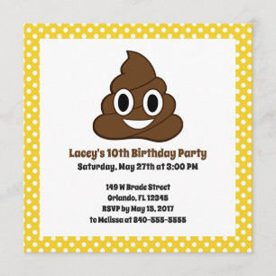 Poop Emoji Verjaardag Uitnodiging