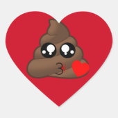 Poop Heart Love Emoji Hart Sticker (Voorkant)