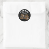 Poop Quiz Funny Poo Pun Dark BG Ronde Sticker (Tas)