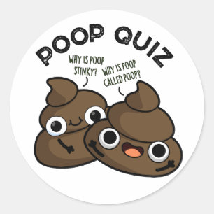 Poop Quiz Funny Poo Pun Ronde Sticker