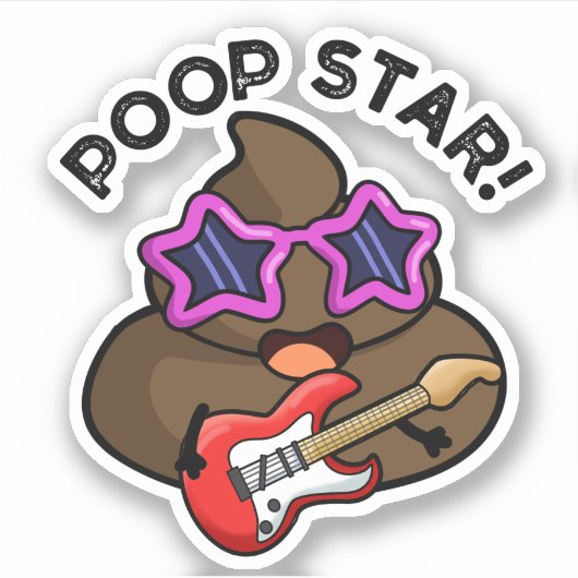 Poop Star Funny Pop Star Pun Sticker (Voorkant)
