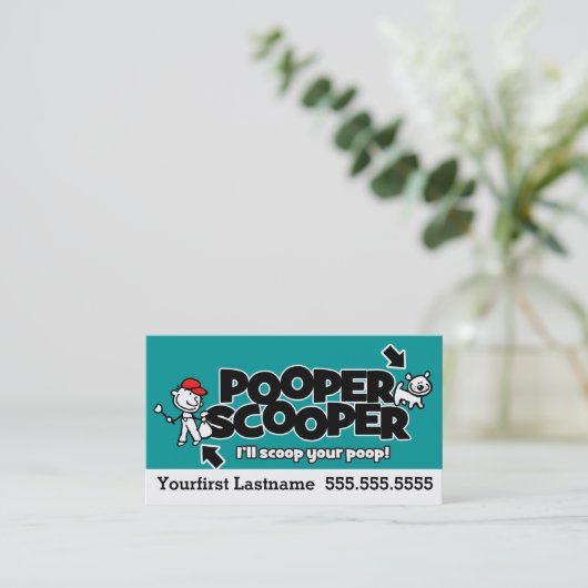 Pooper Scooper.Pet afvalverwijdering.Aangepaste te Visitekaartje (Staand voorkant)
