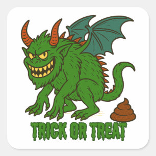 Poopin Goblin Funny Trick or treat Halloween Vierkante Sticker