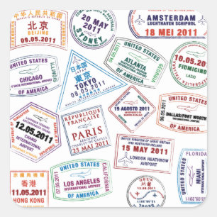 Poort paspoort stempel afdrukken vierkante sticker