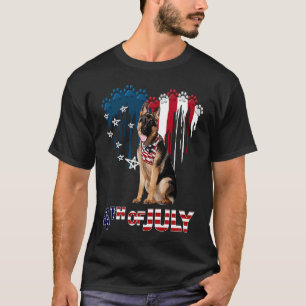 Poot Duitse Herdershond Hart Amerikaanse Vlag 4 ju T-shirt