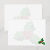 Poot Hulstblaadjes Kerst Wit Notitiekaartje (Voorkant / Achterkant)