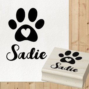 Poot met Hart en Aangepaste Huisdiernaam Sadie Rubberstempel