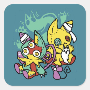 Poot-positief Vreselijk   Monstieuze Katten Hallow Vierkante Sticker