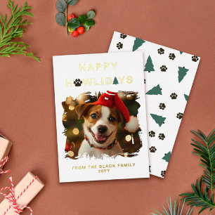 Poot Sparklende Honds Kerstmis Folie Feestdagenkaart