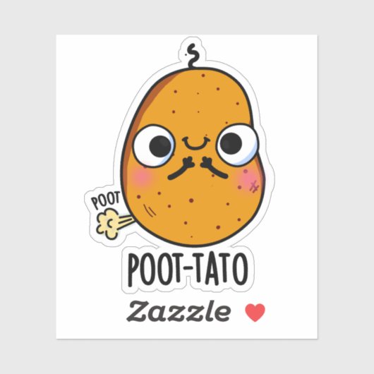 Poot-tato Funny Farting Potato Pun Sticker (Vel)