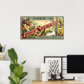  pootaardappelen met label, Vick's Choice Seeds Poster (Thuiskantoor)