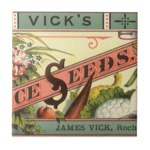  pootaardappelen met label, Vick's Choice Seeds Tegeltje