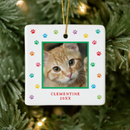 Pootafdruk huisdier foto Kerstboomornament Keramisch Ornament