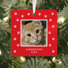 Pootafdruk huisdier foto Kerstmis Metalen Ornament
