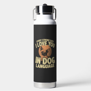 Pootafdruk Liefde Hond Quote Kunst voor Huisdier E Waterfles