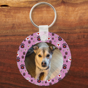 Pootafdruk roze rode hart foto sleutelhanger