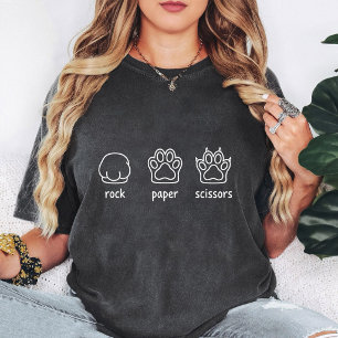 Pootafdruk Steen Papier Schaar Grappig Huisdier Ca T-shirt