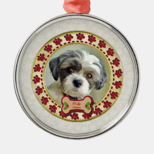 Pootafdrukken en gouden lijst aangepaste huisdier metalen ornament