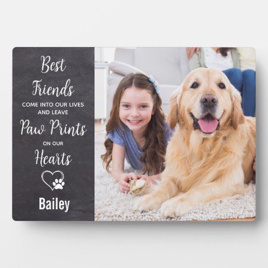 Pootafdrukken in onze harten Hond Dierbare Gedenkt Fotoplaat (voorkant)