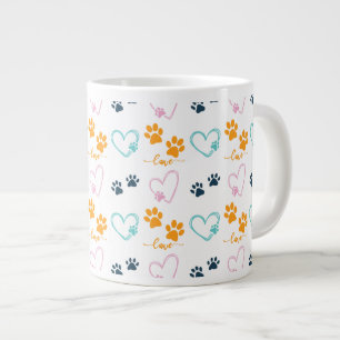 Pootafdrukken Schattige Hond Liefhebber Extra Grote Beker