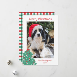 Pootafdrukken & Strikken Kerstboom Prettig Kerstfe Feestdagenkaart