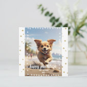 Pootafdrukkenlijstje met eigen huisdieren foto feestdagenkaart (Staand voorkant)