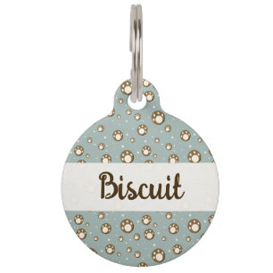 Pootafdrukkoekjes Groen Patroon Monogram Huisdierpenning
