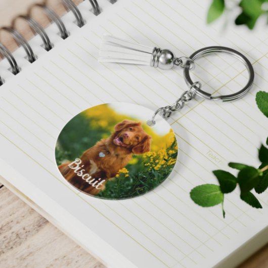 Pootafdrukkoekjes Lichtblauw Patroon Monogram Sleutelhanger